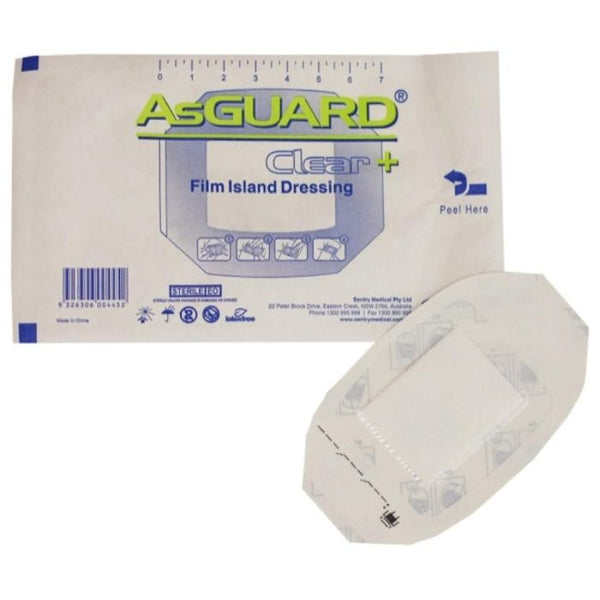 Sterile Clear Film Island Dressing 6x7cm ISC002 AsGUARD, Box of 50