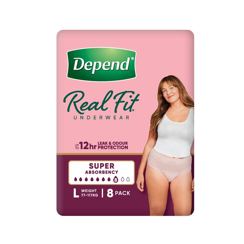 Depend Women Real Fit Underwear Super Large 8 Pack