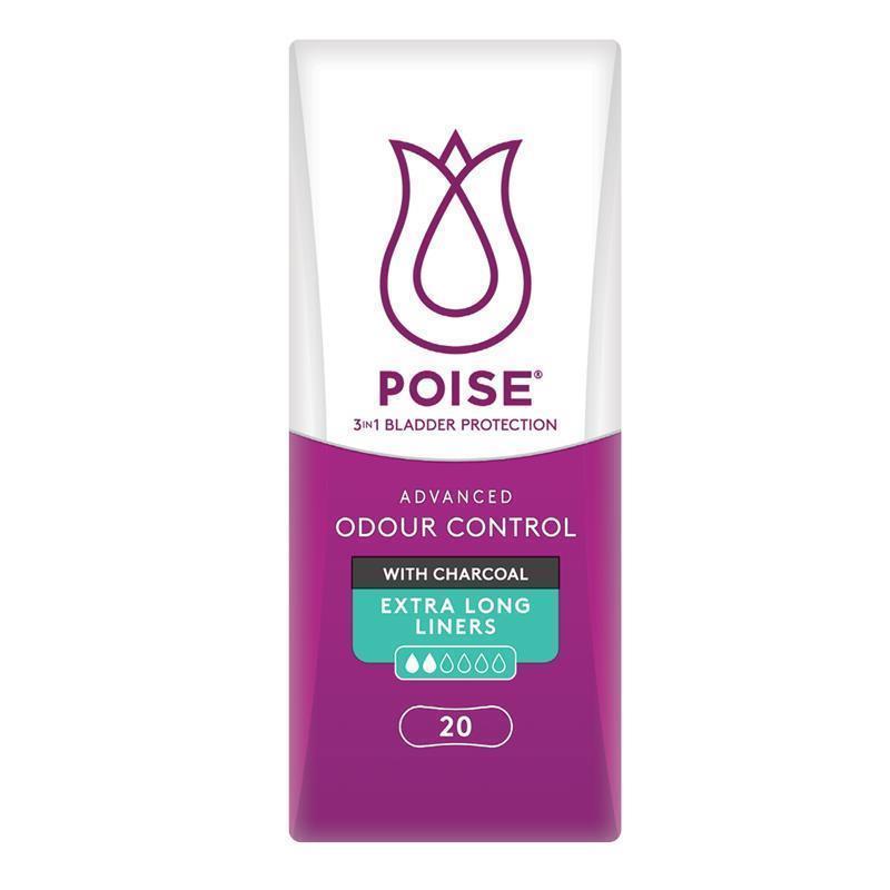 Poise Charcoal Extra Long Liner 20 Pack