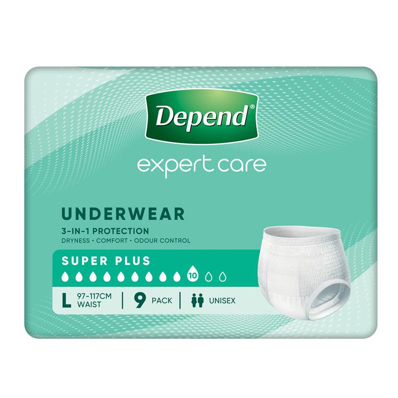 Depend Unisex Underwear Super Plus Large 9 Pack