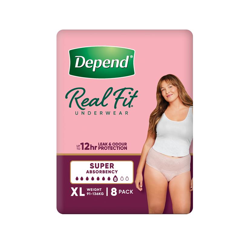 Depend Women Real Fit Underwear Super Extra Large 8 Pack