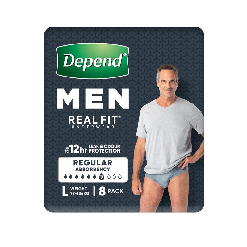 Depend Men Real Fit Underwear Large 8 Pack