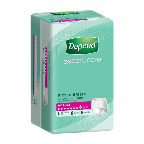 Depend Fitted Briefs Large 8 Pack