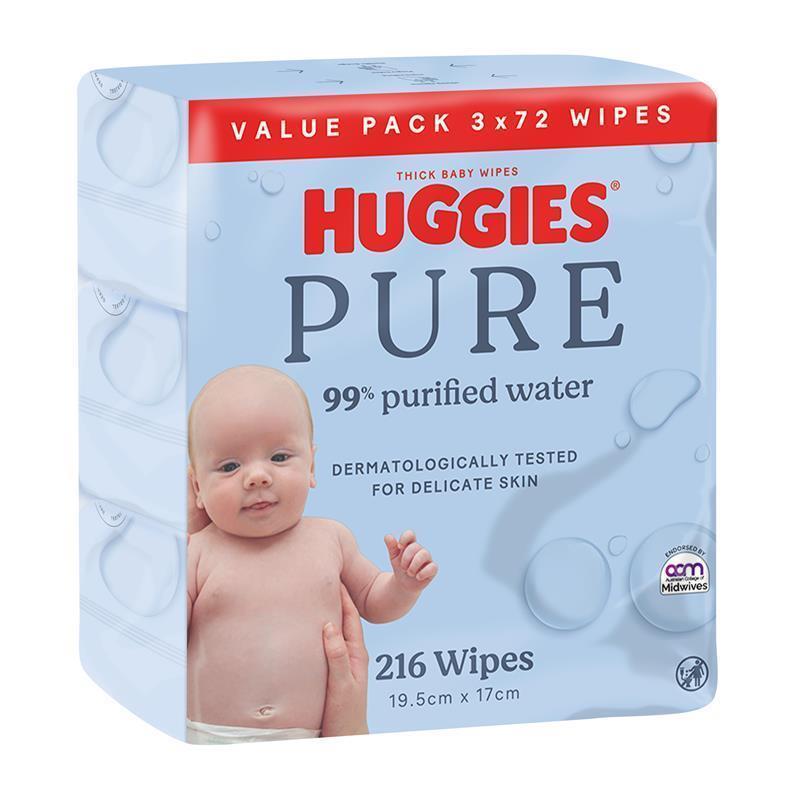 Huggies 99% Water Bulk Wipes 72x3 Pack