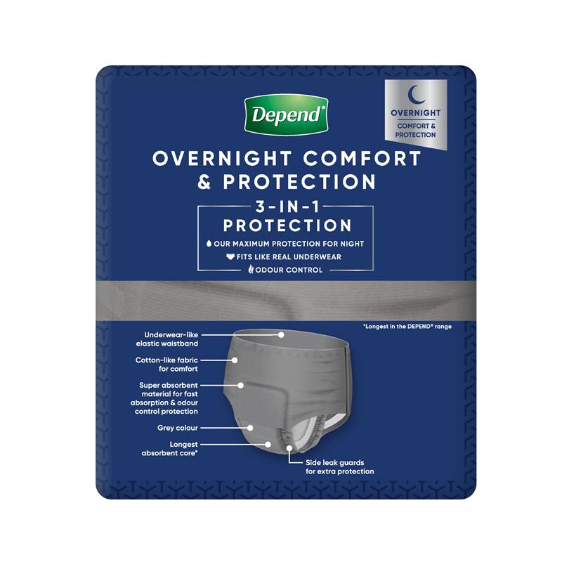 Depend Underwear Real Fit Night Defence Male Large 8 Pack