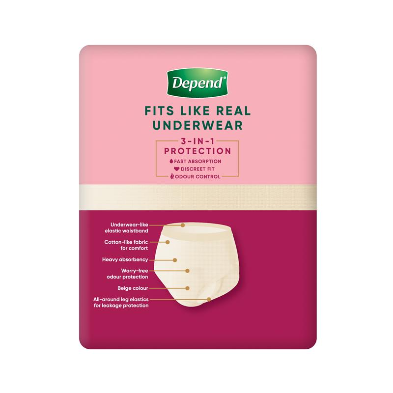 Depend Women Real Fit Underwear Large 8 Pack