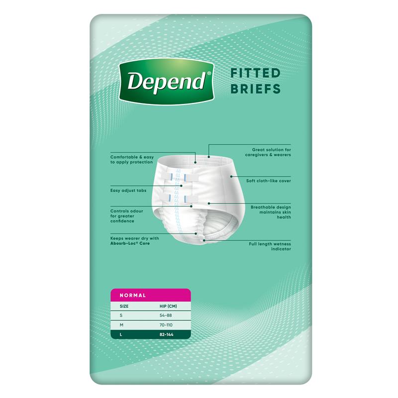 Depend Fitted Briefs Large 8 Pack