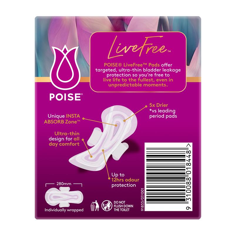 Poise LiveFree Pad Super Wing 12 Pack