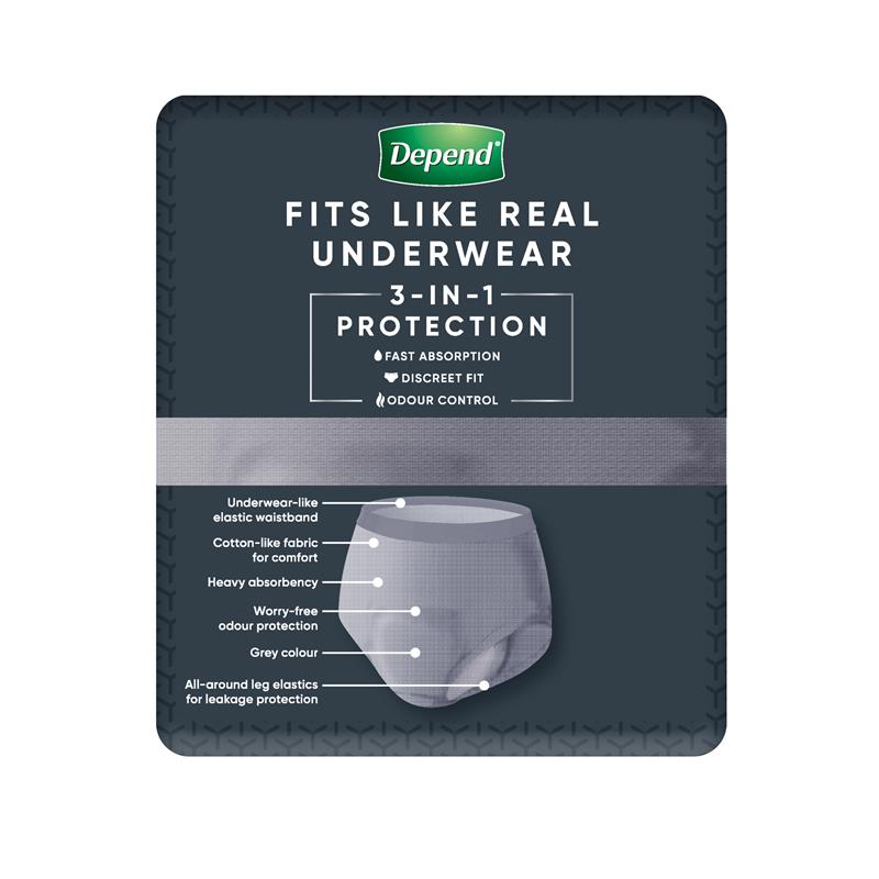 Depend Men Real Fit Underwear Large 8 Pack