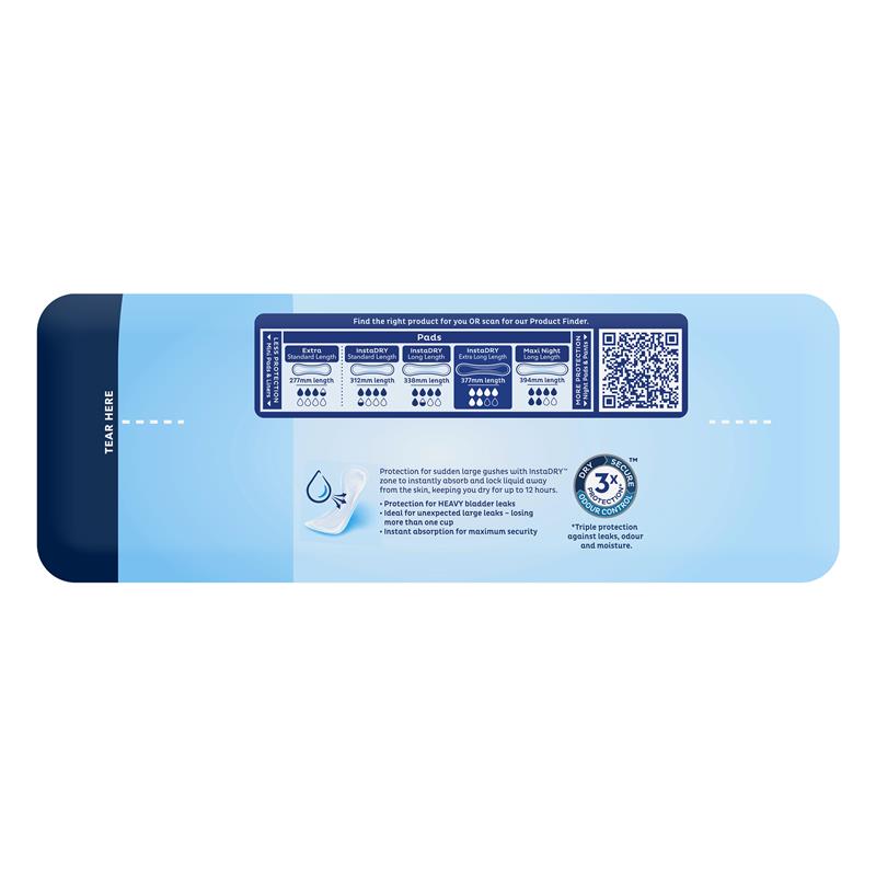 TENA Pad InstaDry Extra Long Length 18 Pack