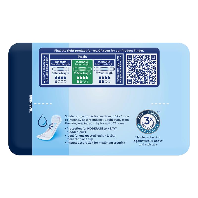 TENA Pad InstaDry Long Length 24 Pack