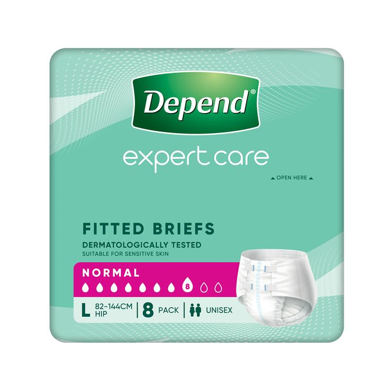Depend Fitted Briefs Large 8 Pack