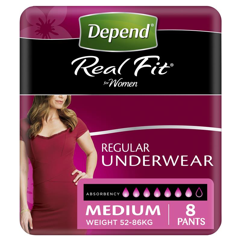 Depend Women Real Fit Underwear Medium 8 Pack