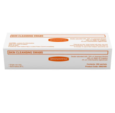Alcohol Swab Chlorhex 2% Large BX200, Box of 200
