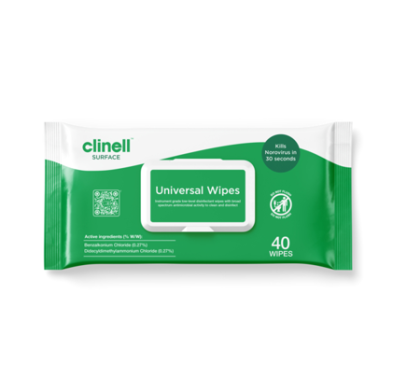 Clinell Universal Wipe Flat Pack CW40, Pack of 40