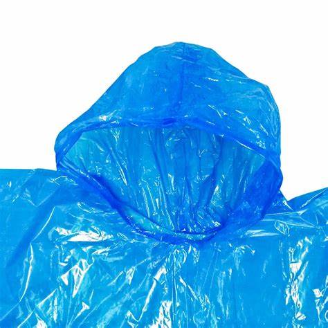 Disposable Blue PE Poncho Raincoat CTN Of 200