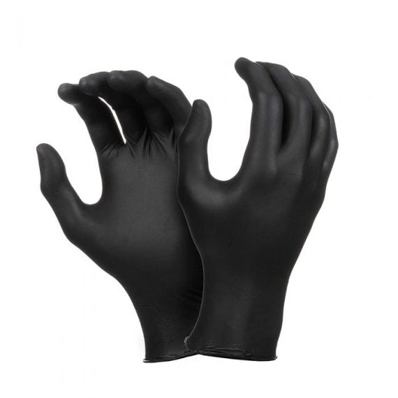 Disposable Heavy Duty Nitrile Powder Free Gloves, Black, Carton of 1000