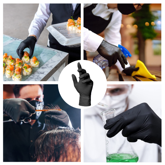 Disposable Heavy Duty Nitrile Powder Free Gloves, Black, Carton of 1000