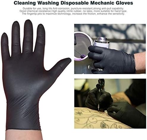 Disposable Heavy Duty Nitrile Powder Free Gloves, Black, Carton of 1000
