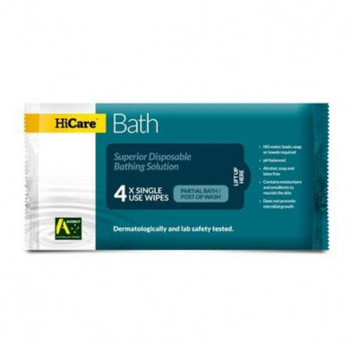 HiCare Bath 4 Cloth Wipe System HCB440, Carton of 40