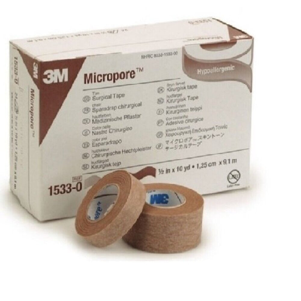 3M Micropore Skintone Medical Tape 25mm — Box of 12 (1533-1)