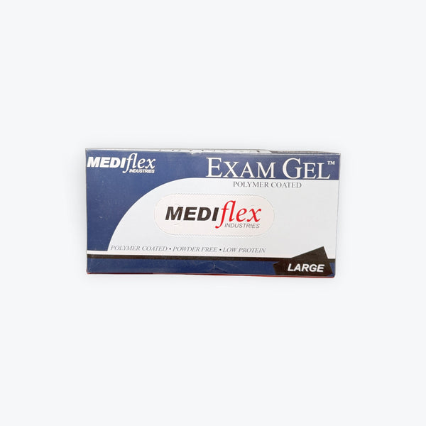 Mediflex Polymer Coated Latex Powder Free Gloves — Large