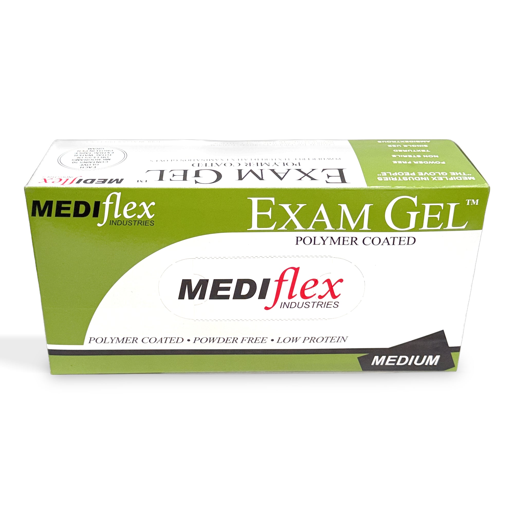 Mediflex Polymer Coated Latex Powder Free Gloves — Medium