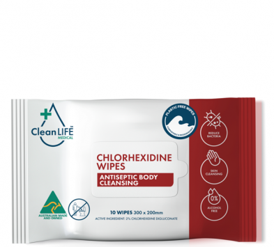 Plastic Free Chlorhexidine Wipe CLM00023, Pack of 10
