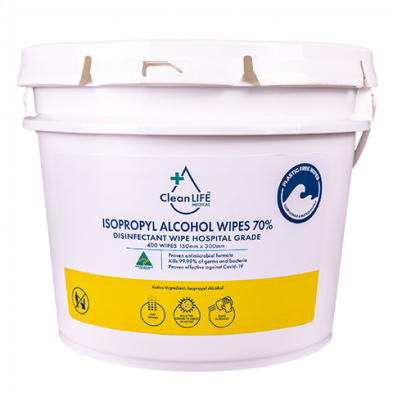 Plastic Free Isopropyl 70 Alcohol Wipe CLM00012, Tub of 400