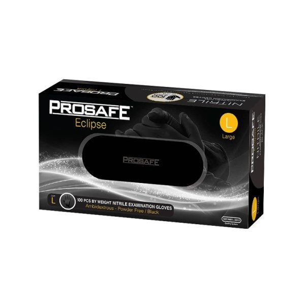 PROSAFE™ Eclipse Black Nitrile Examination Powder Free Gloves (Large)