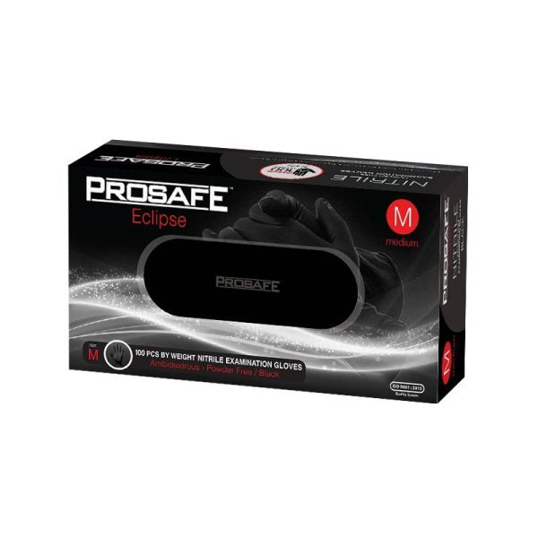 PROSAFE™ Eclipse Black Nitrile Examination Powder Free Gloves (Medium)