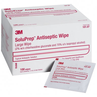 Soluprep Large Wipe Clear 10cm x 10cm BX100, Box of 100