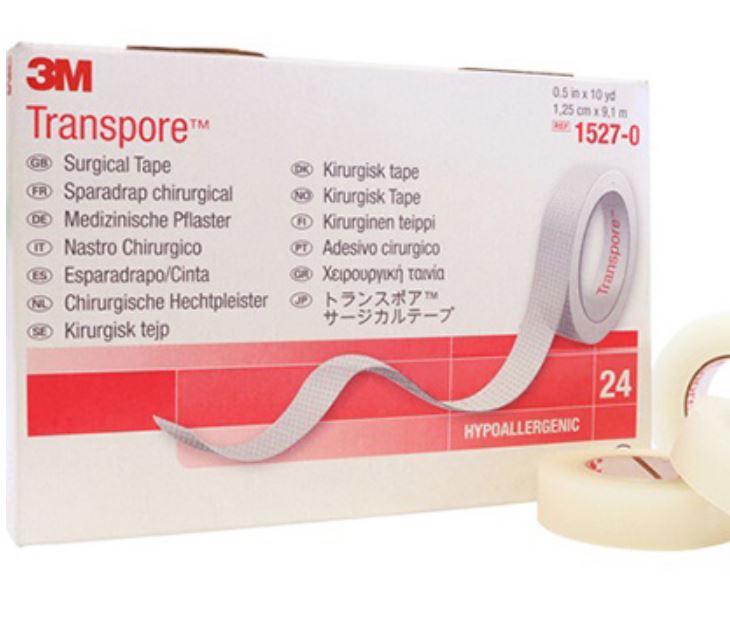 3M Transpore Medical Tape 12mm — Box of 24 (1527-0)