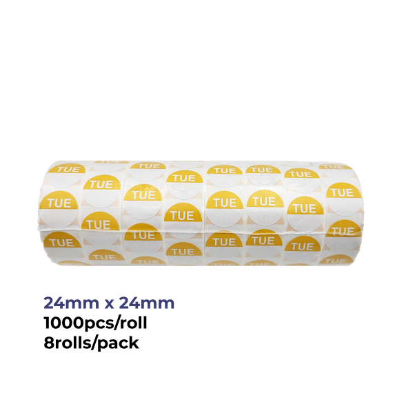 Tuesday Round Day Labels, 24mm, Pack of 8000pcs