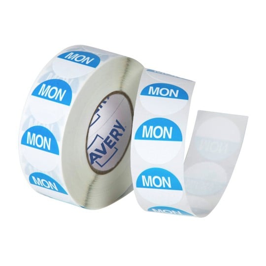 Monday Round Day Labels 24mm Pack of 8000pcs