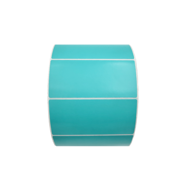 Cyan Blue Matt Blank Self Adhesive Label Rolls, 102x48mm, Carton of 12500pcs