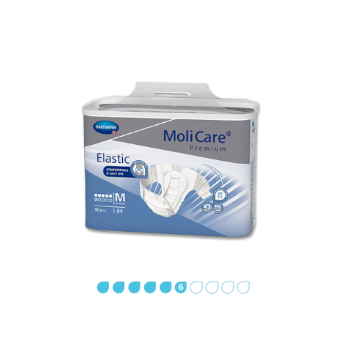 Molicare Premium Elastic 6 Drops Briefs Medium 85 120cm 2159mL Box Of 91