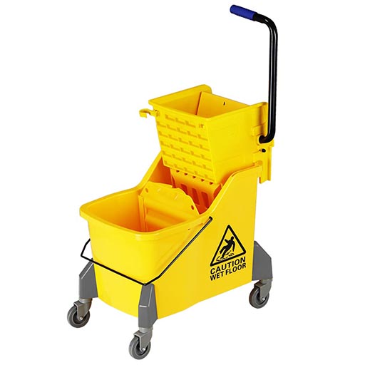 Plastic Mop Wringer Bucket on Wheels Yellow 42L EKKCO