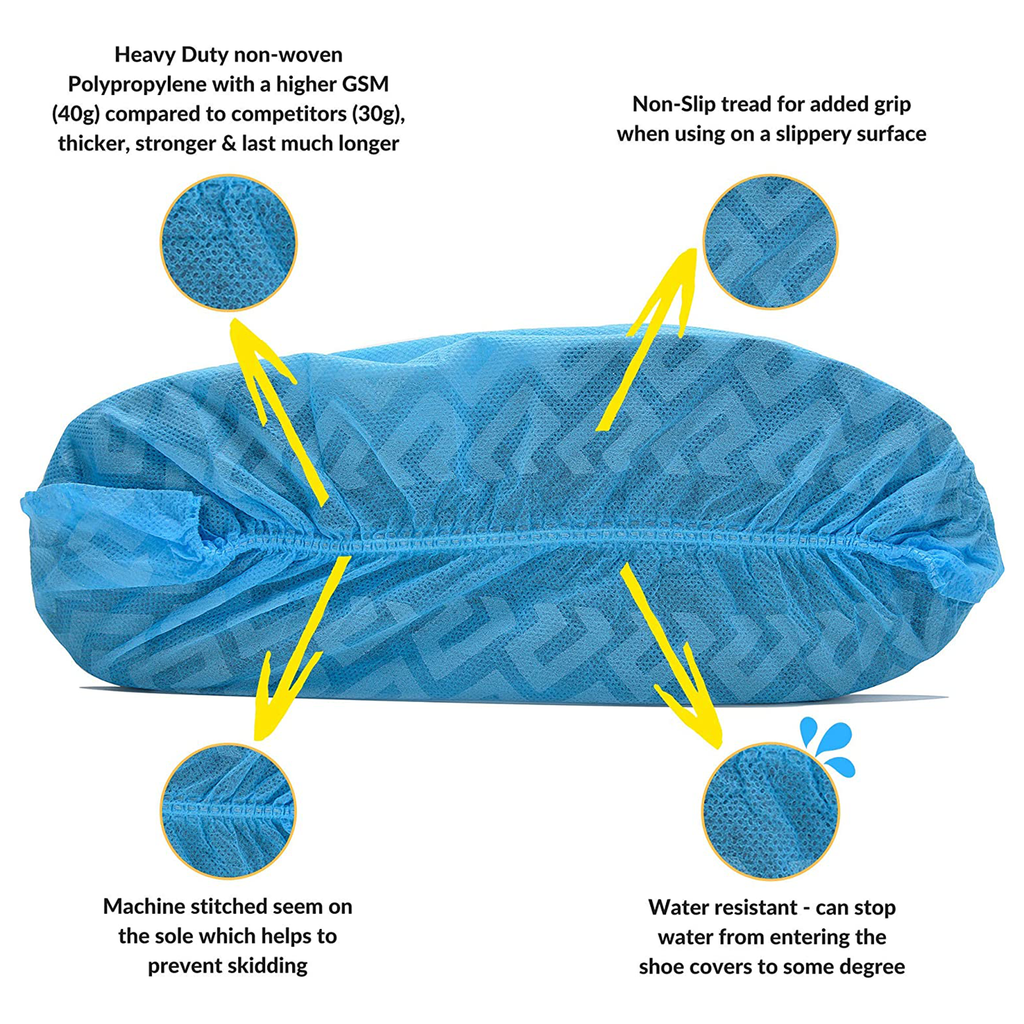 Disposable Anti Skid Non Woven Shoe Covers Blue CTN Of 2000